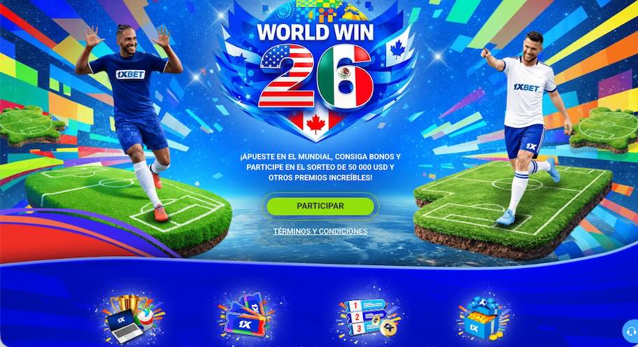 Imagen promocion World Win 26 de apuestas al Mundial de 1xBet