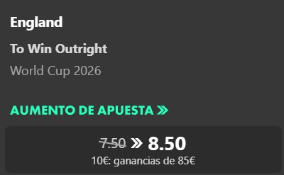 Cuota mejorada Inglaterra campeona del Mundial