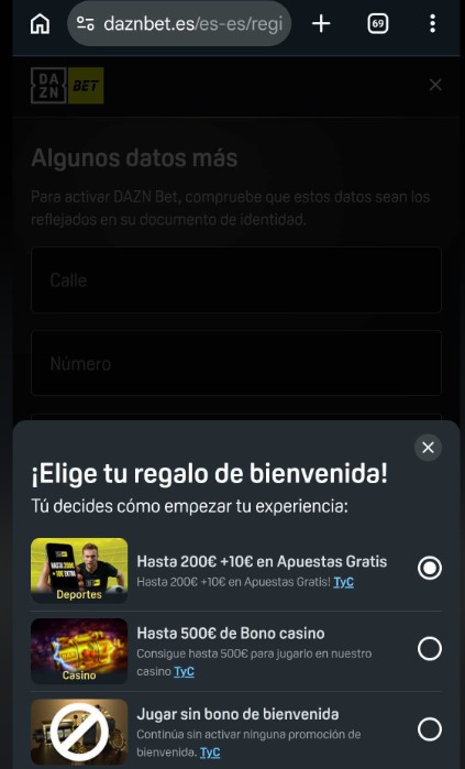 Oferta de bienvenida en daznbet