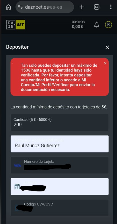 Registro en Dazn para ingresar mas de 150 euros