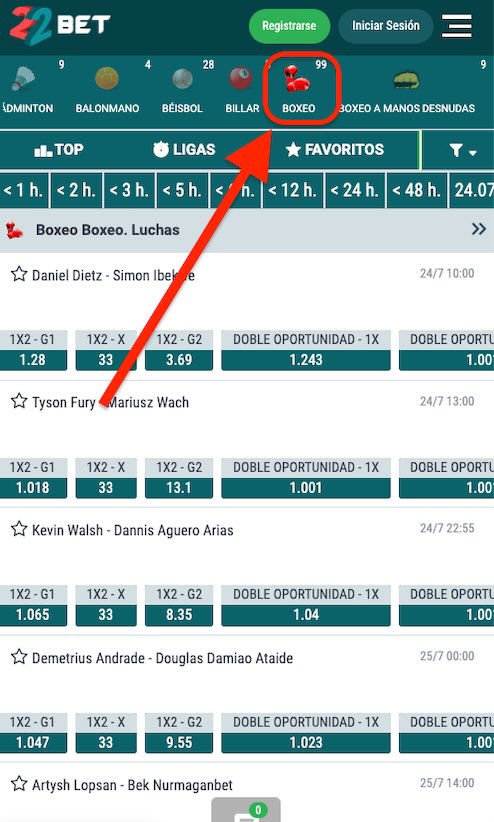 Imagen donde encontrar cuotas apuestas La Velada del Año - 22bet movil
