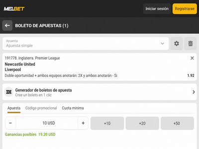 Pantallazo boleto de apuestas para el Newcastle vs Liverpool en Melbet