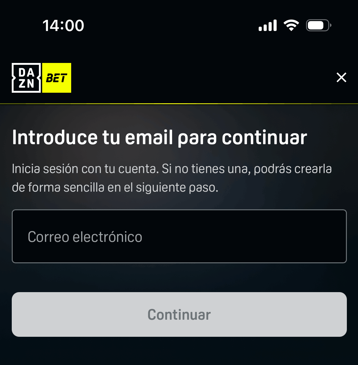 Registro DAZN Bet