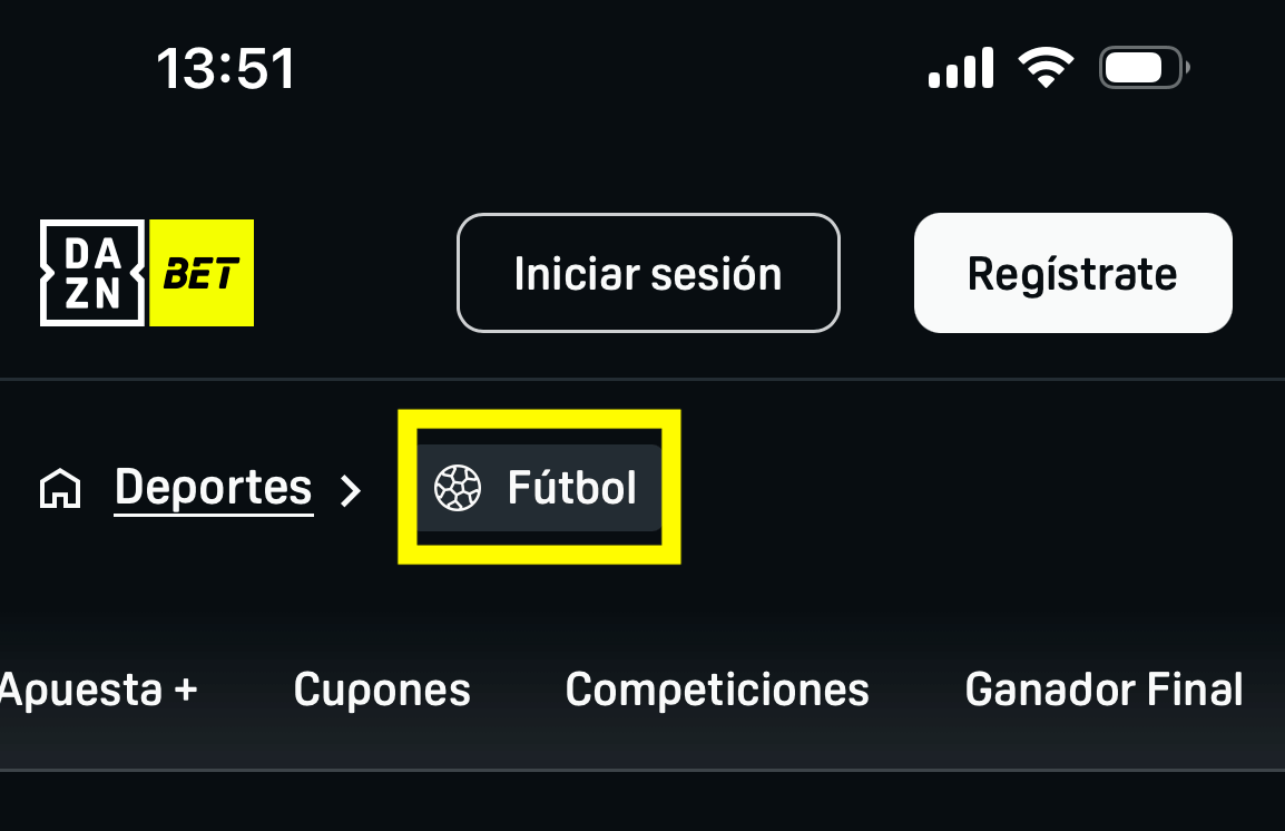 Deportes F&uacute;tbol DAZN Bet
