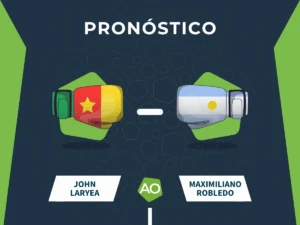 Pronóstico de la pelea entre John Laryea y Maximiliano Robledo el día 15/08/26 en Buenos Aires.
