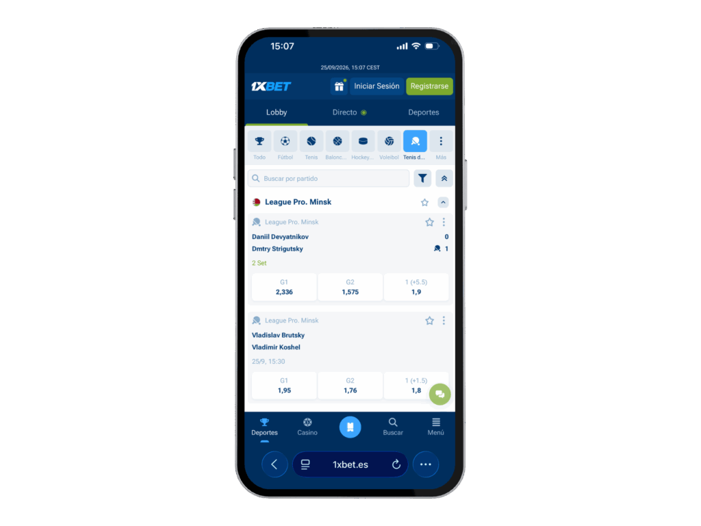 Apuestas Tenis de Mesa 1xbet