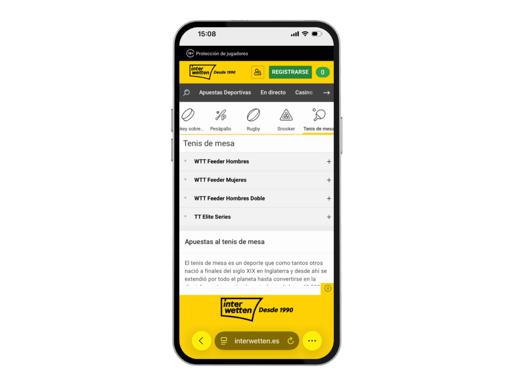 Apuestas Tenis de Mesa Interwetten