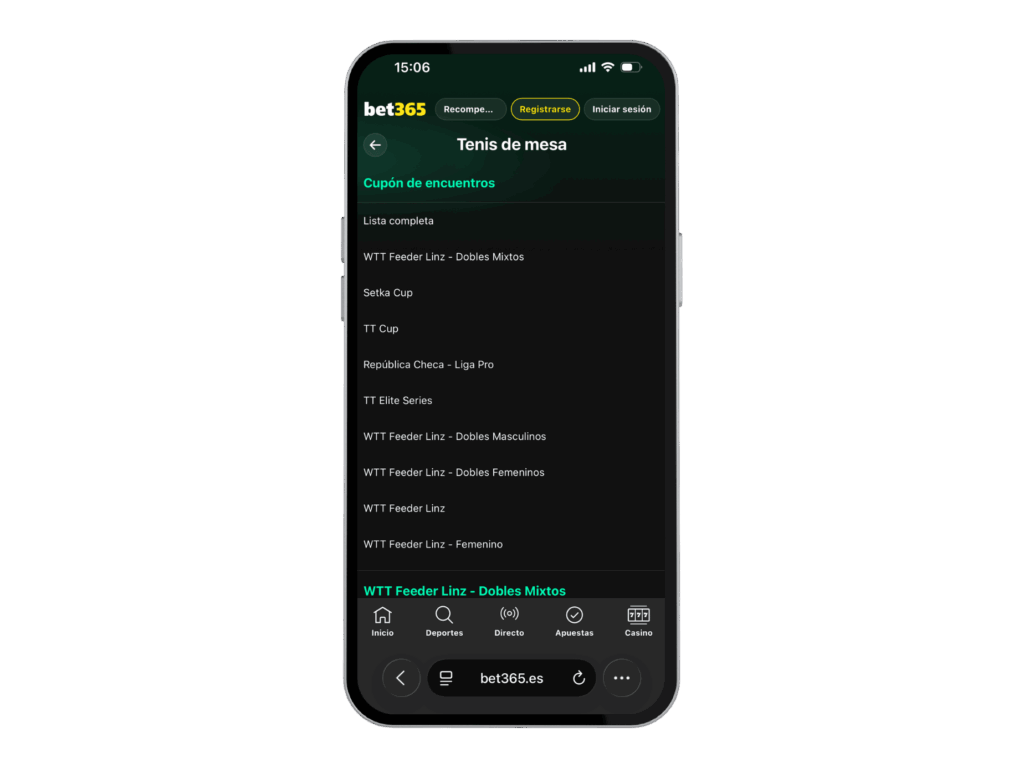 Apuestas Tenis de Mesa bet365