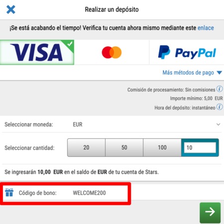 codigo bono pokerstars casino