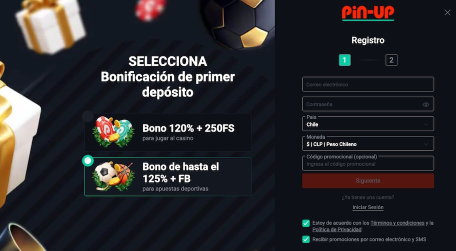 Imagen de bonificación de primer depósito - Pin Up Registro