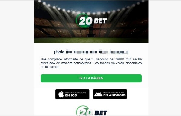 Imagen email confirmación de registro en 22Bet