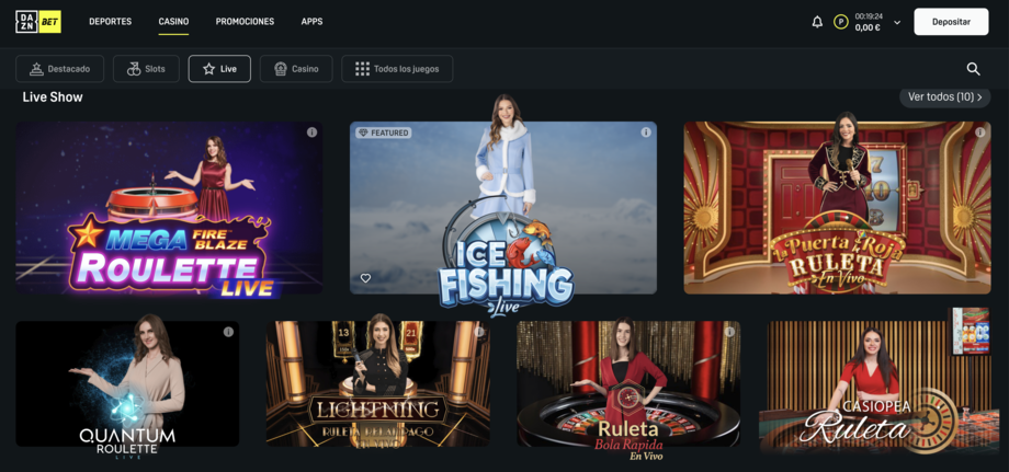 DAZN BET casino en vivo