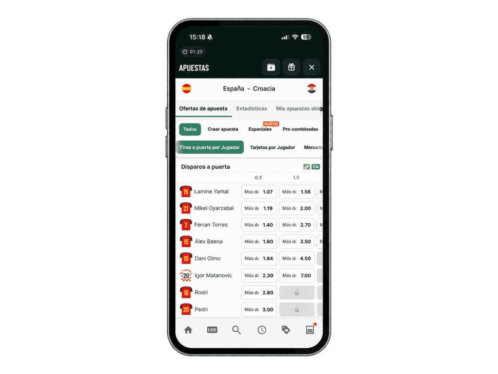 Pantalla móvil de apuestas deportivas PAF GARANTÍA SUSTITUTO