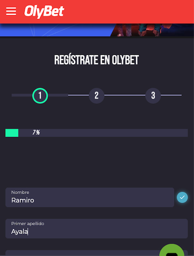 Captura registro Olybet promo goles El Clasico