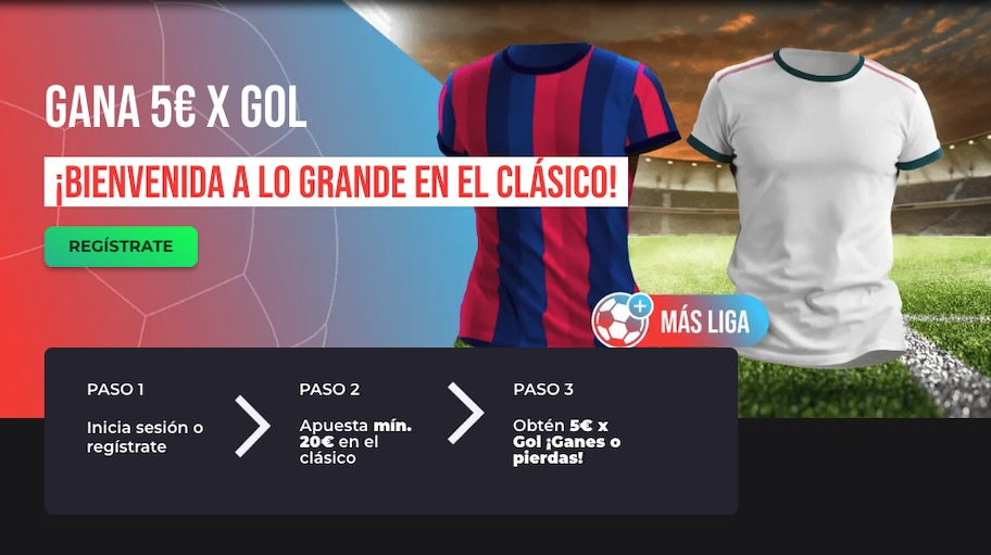 Imagen promo El Clásico - 5 euros por gol en Olybet
